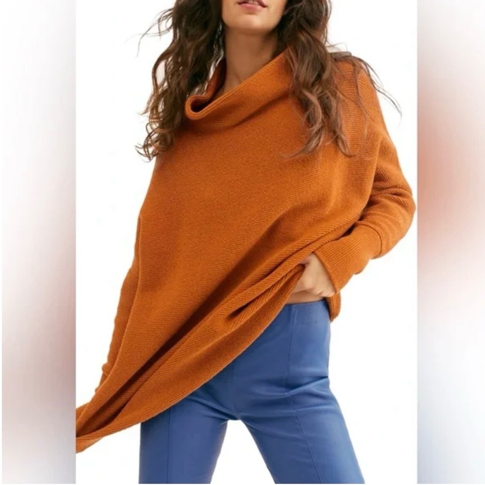 Free People Ottoman Slouchy Tunic Sweater Burnt Orange Womens Size Medium